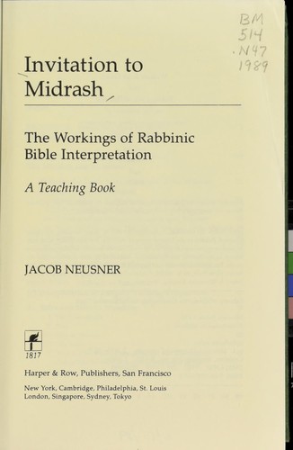כריכת הספר "Invitation to Midrash" מאת Neusner Jacob