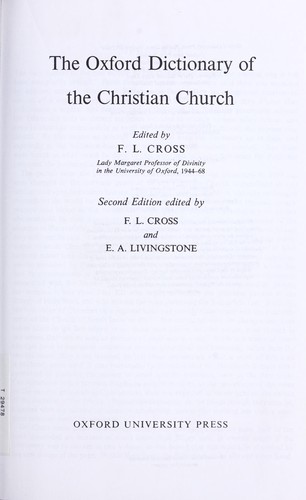 כריכת הספר "The Oxford dictionary of the Christian Church" מאת Cross F.L