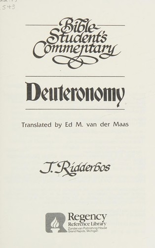 כריכת הספר "Deuteronomy" מאת Ridderbos .J