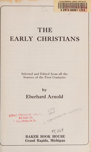 כריכת הספר "The early Christians  A sourcebook …." מאת Eberhard Arnold