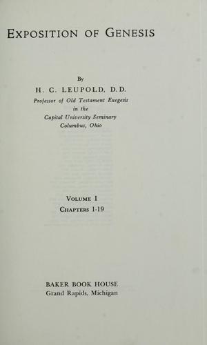כריכת הספר "Exposition of Genesis : Vol 1" מאת H. C. Leupold