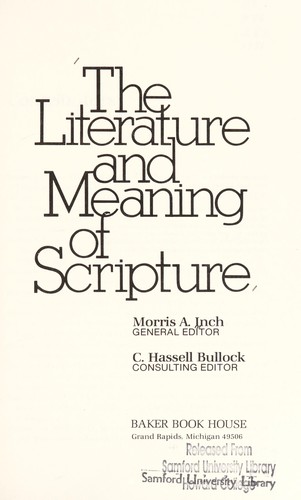 כריכת הספר "The Literature and meaning of Scripture" מאת Inch Morris .A