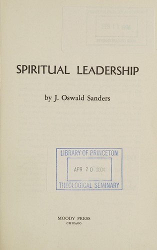 כריכת הספר "Spiritual Leadership" מאת Sanders J. Oswald