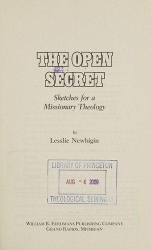 כריכת הספר "The open secret" מאת Newbigin Lesslie