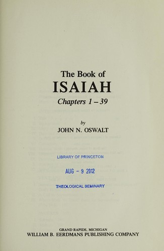 כריכת הספר "The Book of Isaiah, chapters 1-39" מאת John Oswalt