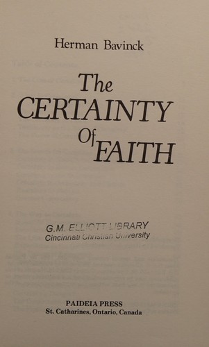 כריכת הספר "The Certainty Of Faith" מאת Herman Bavinck