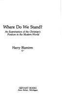 כריכת הספר "Where do we stand?" מאת Blamires Harry