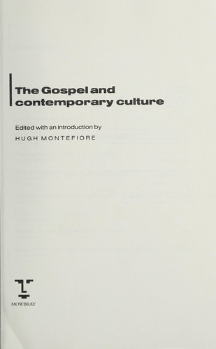 כריכת הספר "The Gospel and Contemporary Culture" מאת Montefiore, Hugh.