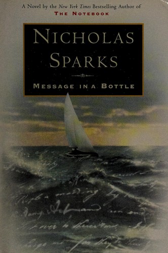 כריכת הספר "Message in a bottle." מאת Sparks Nicholas