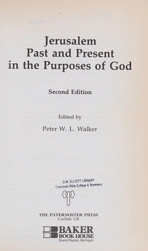 כריכת הספר "Jerusalem" מאת P.W.L Walker