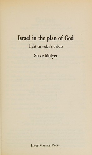 כריכת הספר "Israel in the plan of God" מאת Motyer Stephen